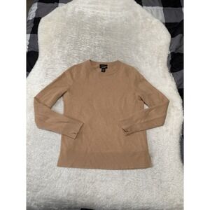 HALOGEN 100% Cashmere Crewneck Sweater Lightweight Knit‎ Camel Beige SMALL